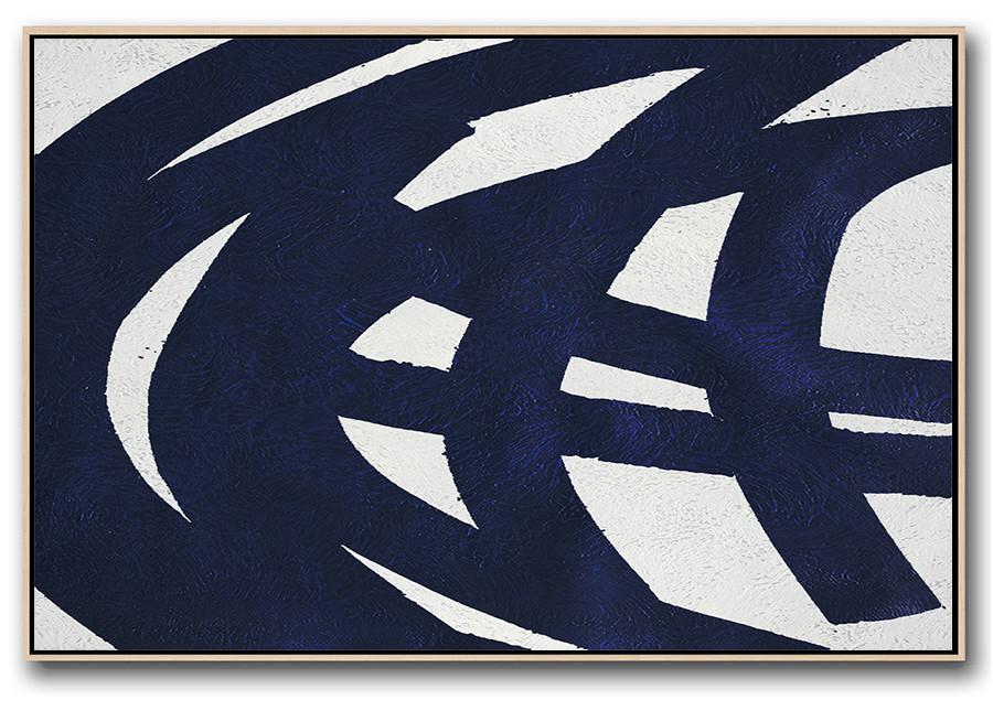 Horizontal Navy Minimalist Art #NV65C - Click Image to Close